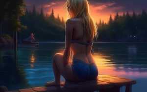 Секс с красивой блондинкой поздним вечером в озере | Виталий Мушкин